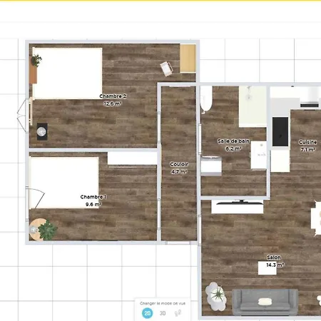 # Le 2 # Tres Beau T3 1er Etage Confort, Neuf, Centre مُلووز